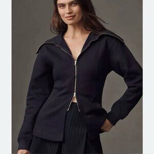 Anthropologie Maeve Long-Sleeve Zip-Front Top M